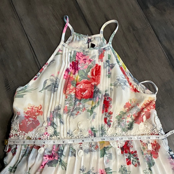 Anthropologie Ranna Gill Kalila Floral Pleated Lace Mini Dress - Size Medium - Picture 12 of 16